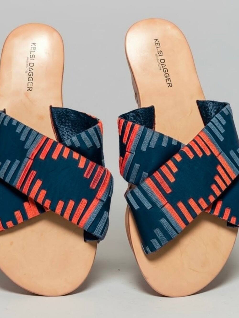 Kelsi Dagger Brooklyn Crown Woven Leather Slides - Size 8